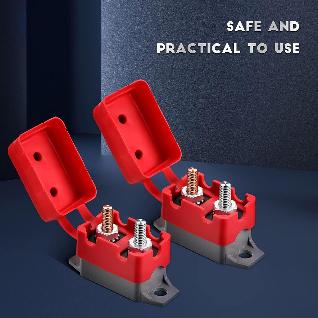 BBTO 4 Pieces DC 12V - 24V Automatic Reset Circuit Breaker Circuit Breaker With Cover Stud Bolt For Automotive And More (30 Amp)