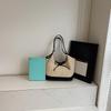 Women Straw Tote Handbag with Bow Weaving Travel Handbag Large Capacity Simple Shoulder Bag Female Woven Bag