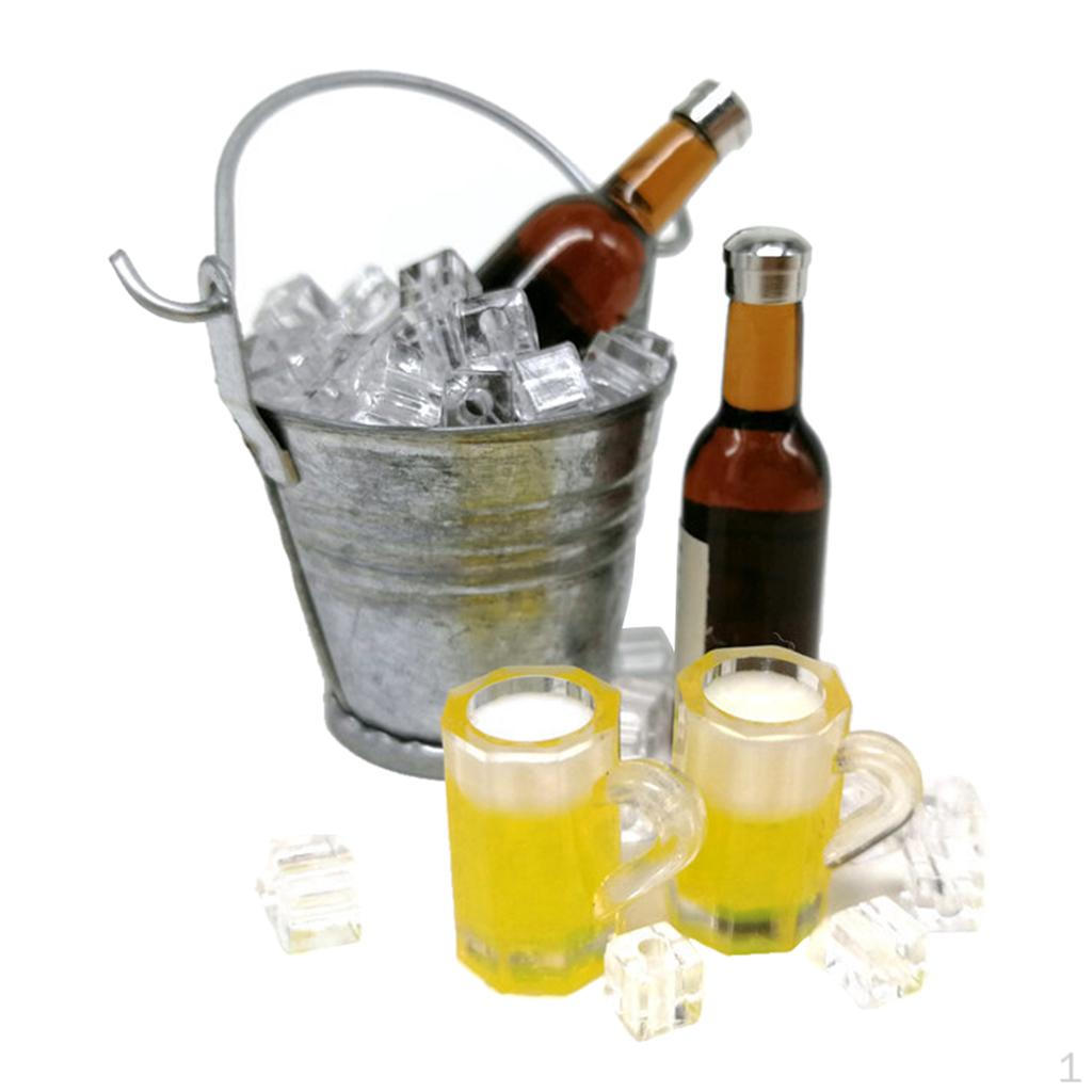 

Кружка ведро для льда, аксессуар для украшения кухонного стола :Кукольный домик 12 масштаба, игры для малышей коричневый