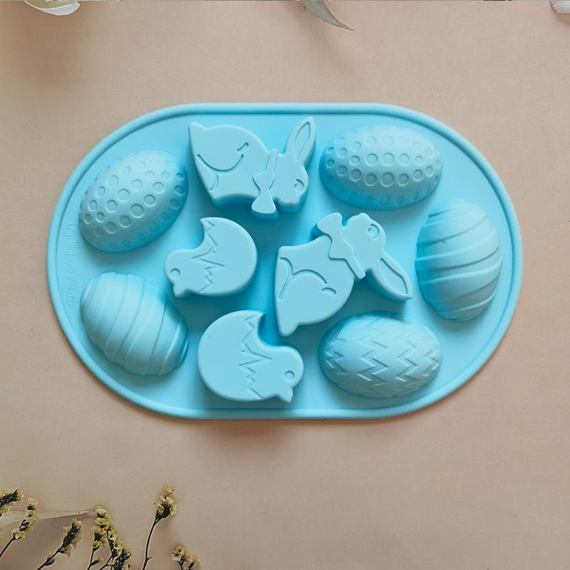 9-Cavity Easter Silicone Easter Egg Rabbit Shaped Baking Mold Chocolate Mold Easter Themed Party Decoration синий