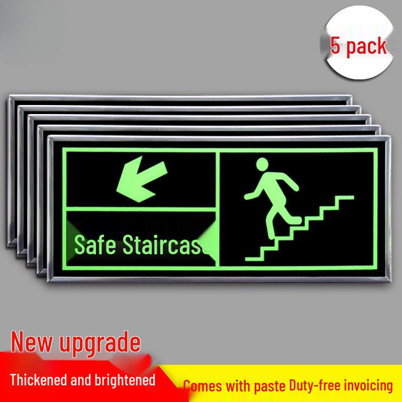 Glow-in-the-Dark Fire Exit Safety Sticker - No Electricity Needed for Stairwell Evacuation