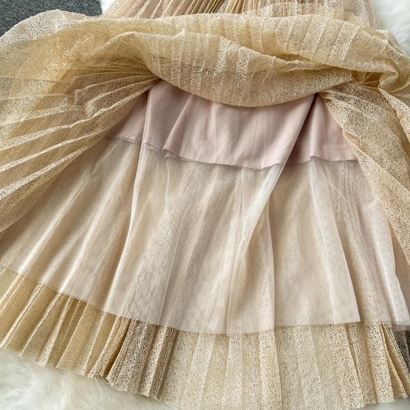 Letní Nové Francouzské Retro Luxusní High end Vyšívané Dámské Šaty Elegantní a Elegantní Styl Krajkové Plisované Šaty Design