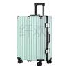 Durable Leather Carry-on Trolley Suitcase with Combination Lock for Students and Men