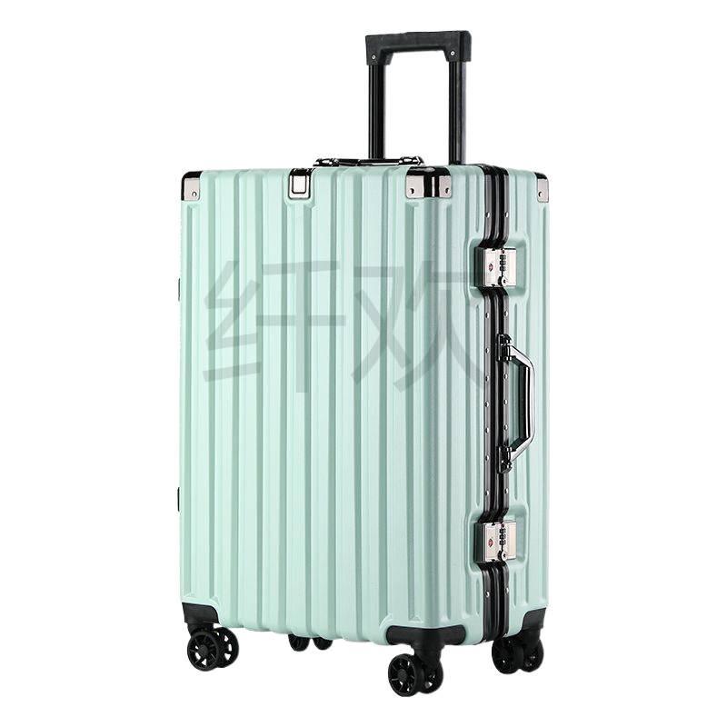 Durable Leather Carry-on Trolley Suitcase with Combination Lock for Students and Men