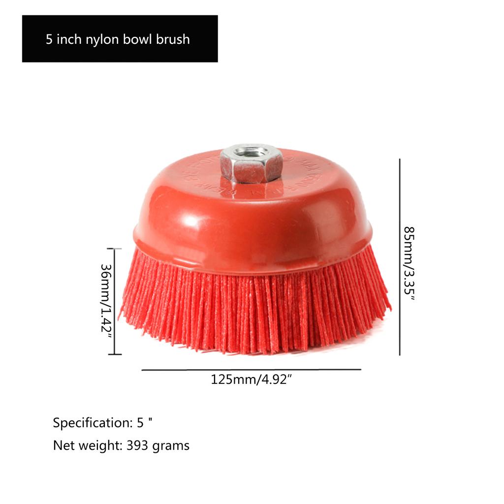 1PC 100mm M14 Cup Nylon Abrasive Brush Wheel P80 Pile Polymer Abrasive Grinder Tool 3" 4" 5