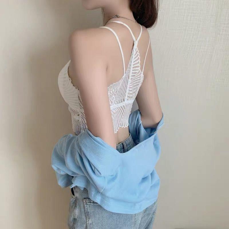 Seksowne Kobiety Koronkowe Biustonosze Piękny Tył Bezprzewodowa Bielizna Push Up Jednolita Czarna Biała Bielizna