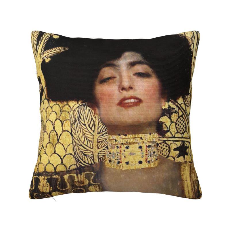 Modern The Kiss By Gustav Klimt Sofa Cushion Cover Polyester Painting Art Throw Pillow Case for Living Room