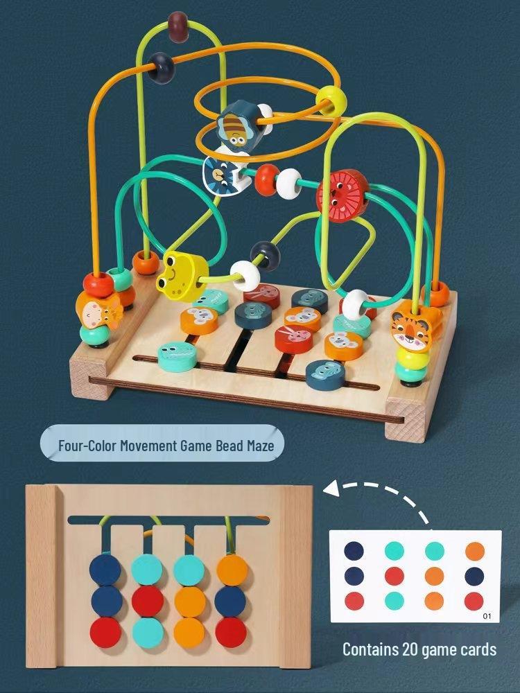 Multifunctional Bead Maze and Block Toy for Infants and Toddlers Ages 0-3 Years