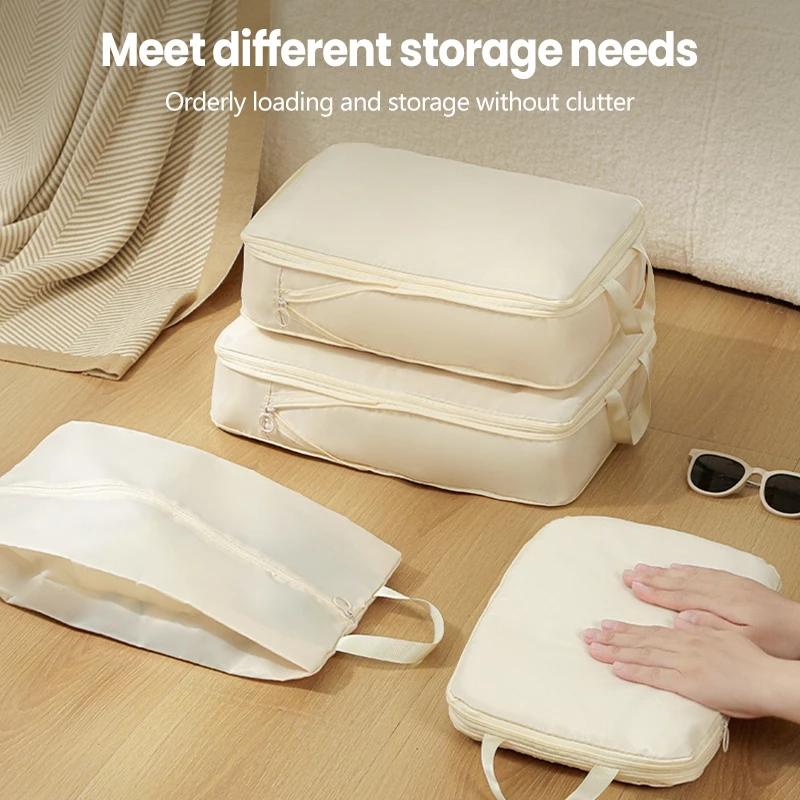 Set de 4 bucăți Geantă de depozitare de călătorie Geanta de depozitare pentru bagaje cu compresie Cub de ambalare cub de ambalare Cuburi de ambalare