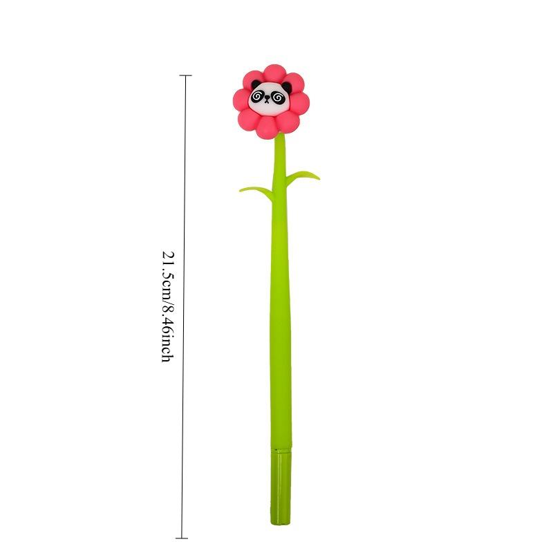 48pcs Sunflower Shape Panda Shakes Neutral Pen Comfortable Grip Stationery School Office Supplies Student Prize Gift Writing Tools Holiday Gift Novelt