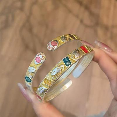 Traditional Enamel Bracelet Classic Adjustable Women's Hand Bracelet Ethnic Style Open Chinese Cloisonne Bracelet Accessories