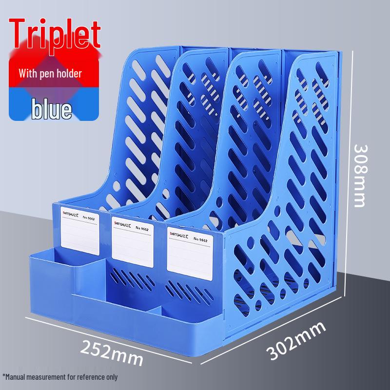 Three-Column Office File Rack: Multi-Layer Thickened Organizer for Study Supplies and Archive Folders