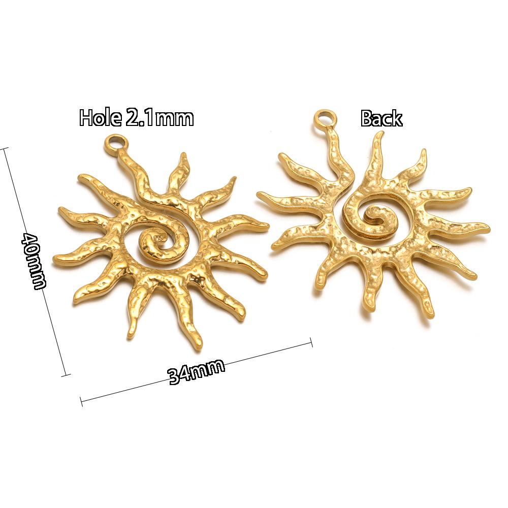 5Pcs Stainles Steel Face Sun Flower Gold Charms for DIY Hiphop Necklace Pendants Supplies Jewelry Findings Women Earrings Making