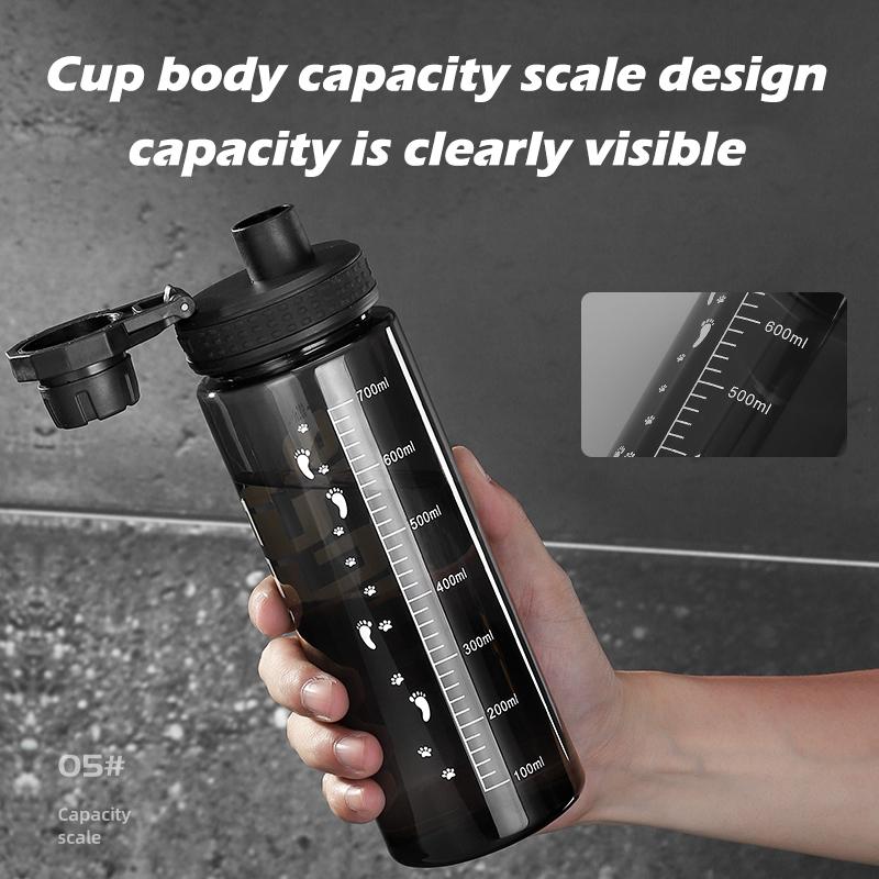 700 ml Sportvattenflaska Fri Bärbar Läckagesäker Plastdryckeskärl Tour Gym Utomhus Resor Sport Genomskinlig Vattenkopp