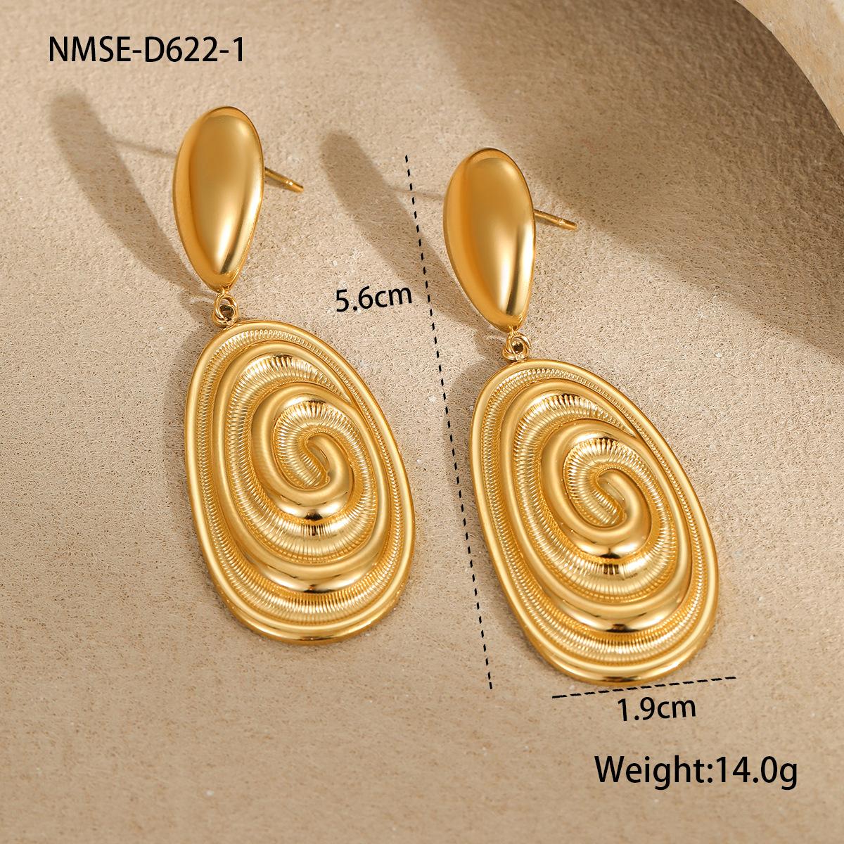 GEMCHIC Women s French Vintage Gold Spiral Oval Drop Earrings Fashion Irregular Stainless Steel Dangle Jewelry