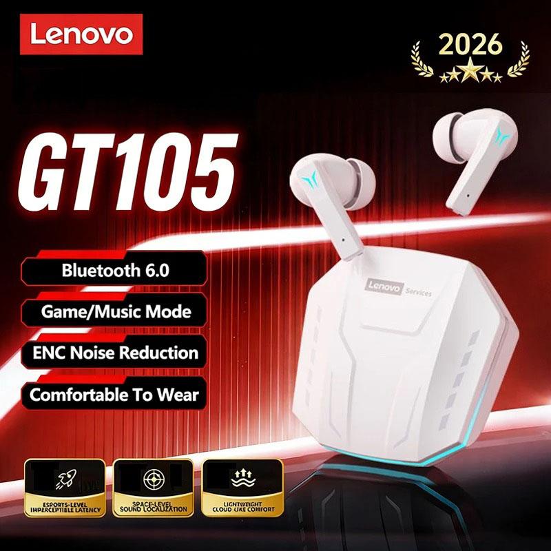 

Оригінальні ігрові Bluetooth 6.0 навушники Lenovo GT105 з адаптивним ANC, бездротові навушники, низька затримка, HiFi стерео звук, TWS, навушники з мікрофоном ENC, нові білий