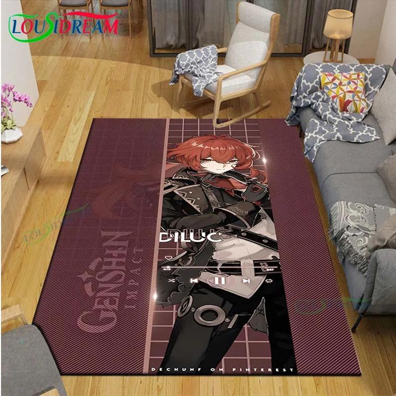 Popular Cartoon Game G-Genshin Impact Printed Carpet Living Room Anti-Skid Area Rug Kids Bedroom Mats Yoga Mat Carpet Decor Gift
