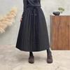 Johnature Žena Zima Vintage Personality Elastický pás sukne A-Line Jednofarebné sukne