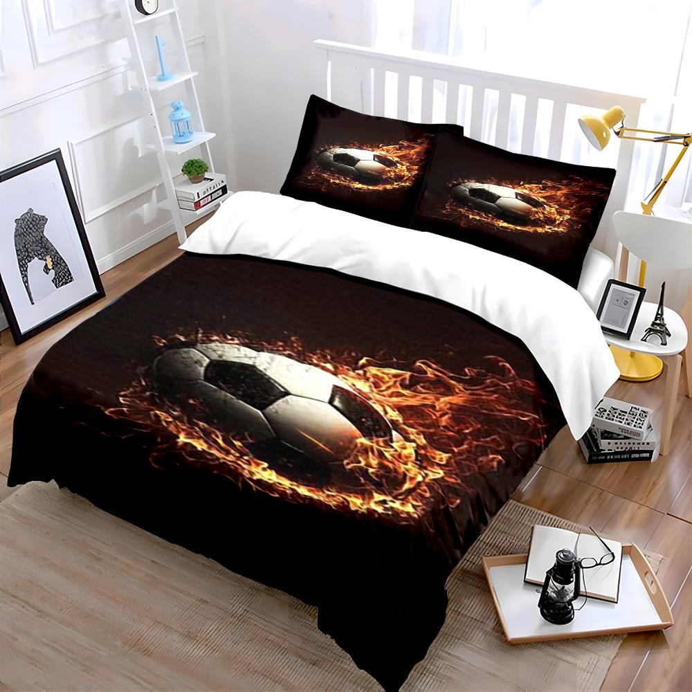 Fiery Soccer Ball Bedding Bedding set (1 duvet cover, 2 pillowcases, duvet not included)