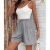 Women's Casual Wide Leg Shorts With Elastic Waist And Double Pocketed Pants