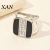 Silver Scarf Fastener Square Button, Vertical Rows of Rhinestone Design, Smooth Buckle Accessory Silk Elegant Clip for Shawls And Collars Black White