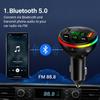 Bluetooth 5.0 FM Transmitter Car Charger 66W 3 Ports Fast Charging Car MP3 Player Handsfree Call RGB Light TF U Disk Car Voltage Detector