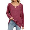 Autumn and Winter Women's Plus Size Solid Color Wrinkled Frayed Milled Hollowed Loose Long Sleeve Top