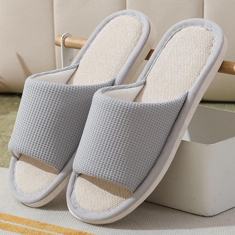 

Японські прості тапочки з товстою підошвою, безшумні, парні, чотирисезонні, лляні, бавовняно-лляні, поглинаючі піт, домашні тапочки для дорослих Men s 44-45