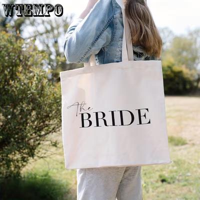 Bolsa Tote de Lona para Noiva de Casamento Branca Dobrável Lavar à Mão ou Limpeza a Seco Profissional com Alças de Ombro Fixas Sem Fecho Forro de Tecido Tecido