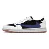 Travis Scott x Air Jordan 1 Resistente a Derrapagens Resistente à Abrasão Cano Baixo Tênis de Basquete Vintage Unissex Preto Azul DZ4137-700(Equipe654-)