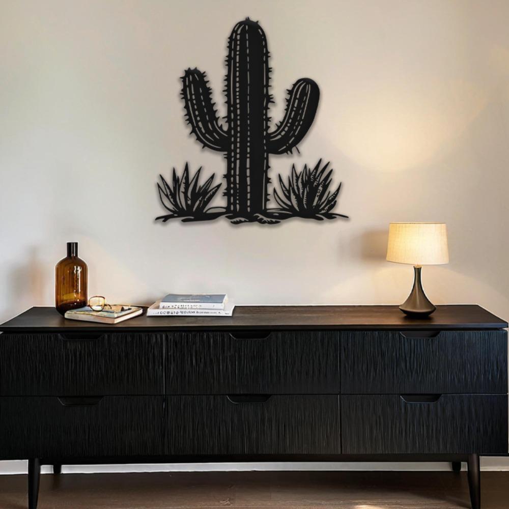 1 Stück 40 cm Schmiedeeisen Kaktus Wanddeko, Southwest Desert Art zum Aufhängen drinnen und draußen, Wohnzimmer Schlafzimmer Badezimmer Küche Terrasse Balkon Geschenk