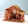Mini Christmas Nativity Set Holy Family Resin Figurine Statue with Stable Miniature Christmas Nativity Scene Sculptures