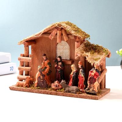 J0MC Christmas Nativity Figurines Holy Family Figure with Donkeys Nativity Figure
