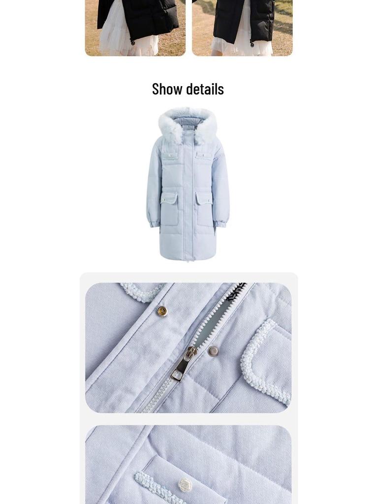 Girls' Mid-Length Down Jacket - 2025 Winter Collection: Thick, Warm, and Stylish for Children