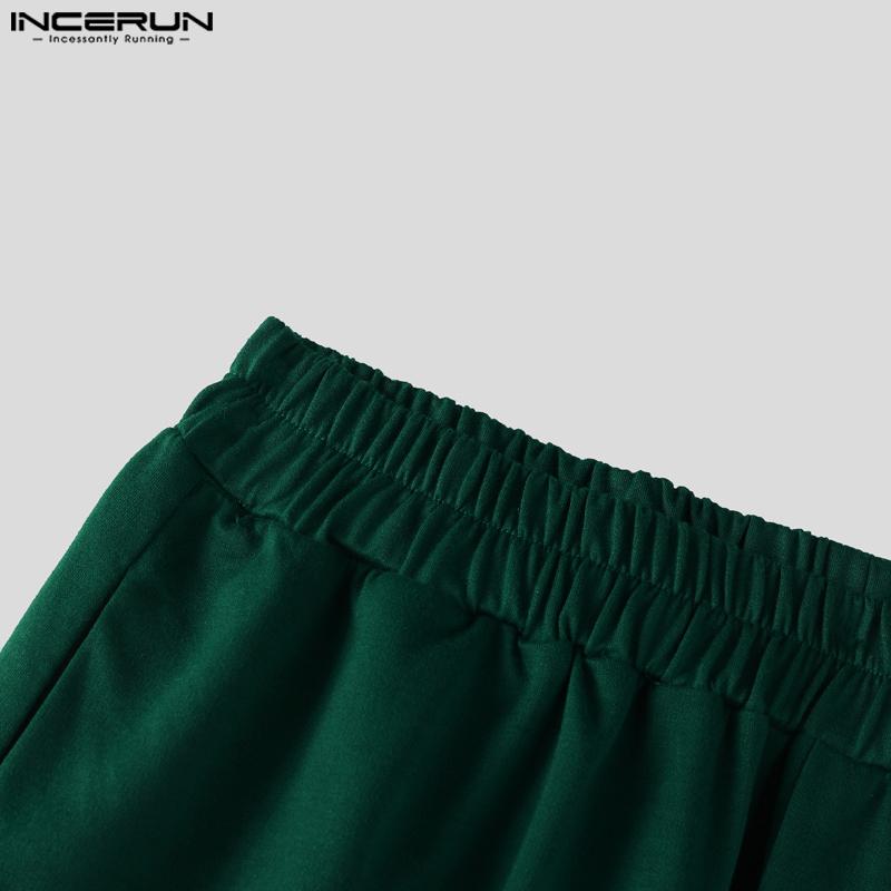 INCERUN Oversized Autumn Men Long Sleeve Pullovers Long Pants Casual Two Pieces Sets Outfits