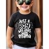 European Sizes JUST A BOY WHO LOVES HIS MAMA Lettering Printed T-shirt, Boys T-shirt, Summer, Spring, Autumn Casual Short Sleeve T-shirt, Tops As Gift