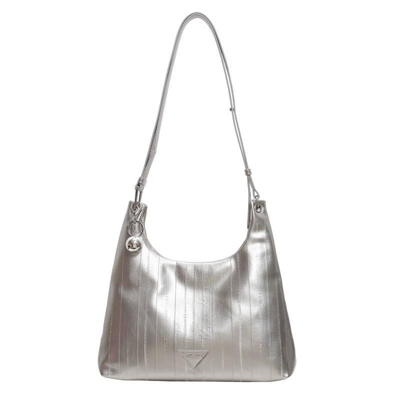 Stylish Silver Minimalist Large Capacity Tote Bag For Casual Everyday Use