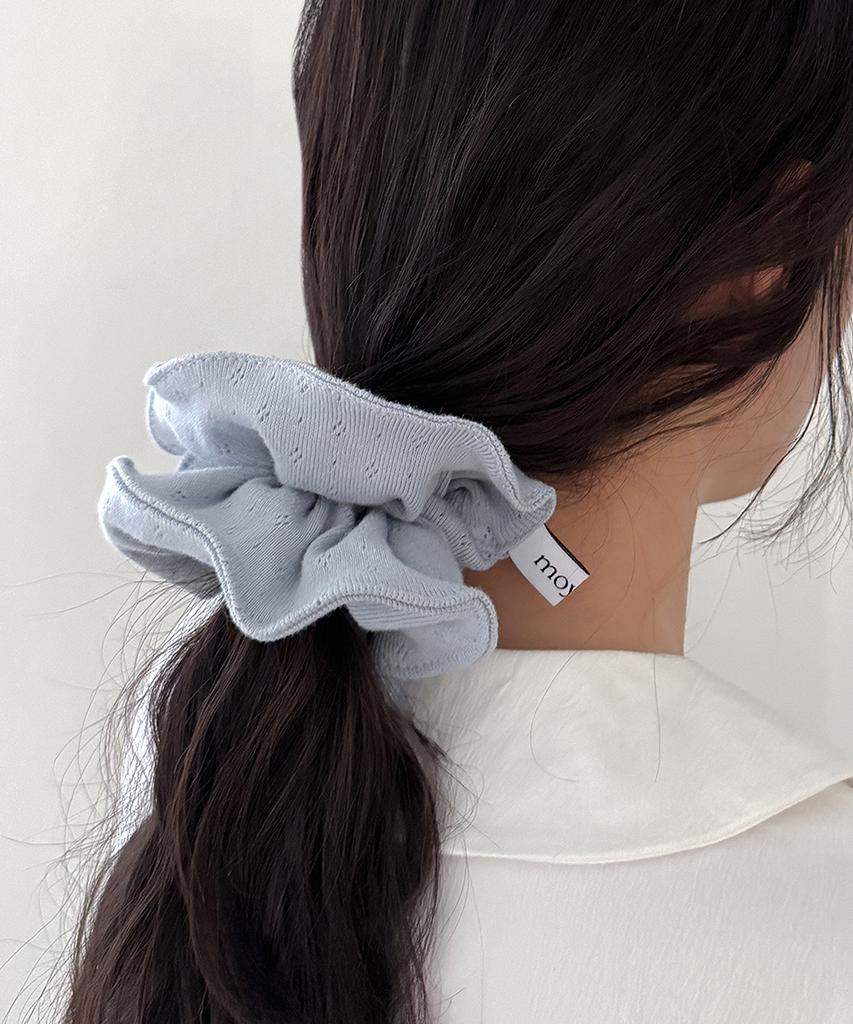 Moyora Diamond Knit Punching Scrunchie [Mute Blue]