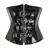 European PU Leather Zipper Tie Waist Corset Bodysuit