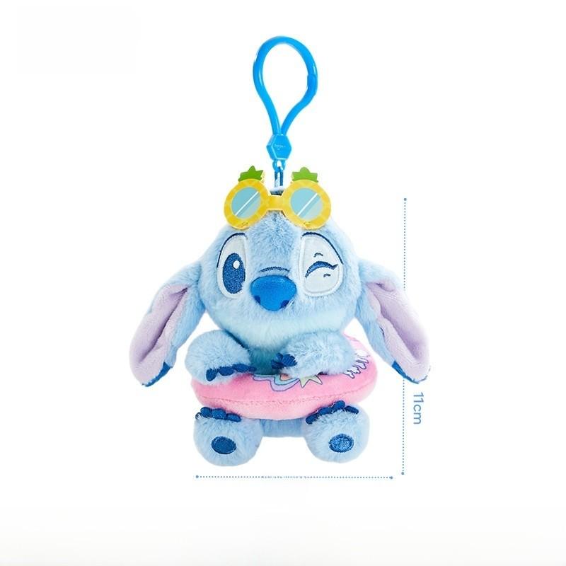 Summer Series Stitch Plush Keyring With Hat Wearing Swimming Ring Design