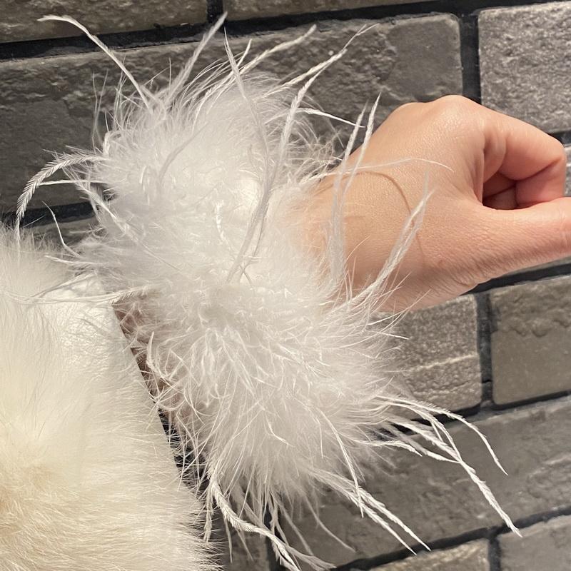 

Толстые манжеты из страусиных перьев для женщин Пушистые меховые манжеты гетры манжеты из перьев Ножные браслеты Браслеты-хлопушки с перьями Похлопывающее кольцо 1pcs