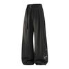 Mens Pleated Loose Textured Vintage Casual Straight Long Pants