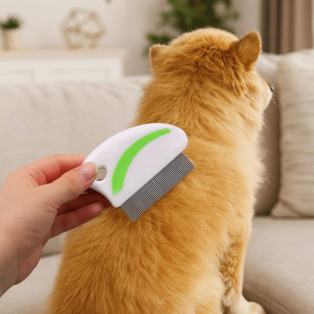 2pcs/set Stainless Steel Dog Flea Comb Plastic Handle Dense Teeth Cat Grooming Comb Mini Fine Teeth Pet Needle Comb