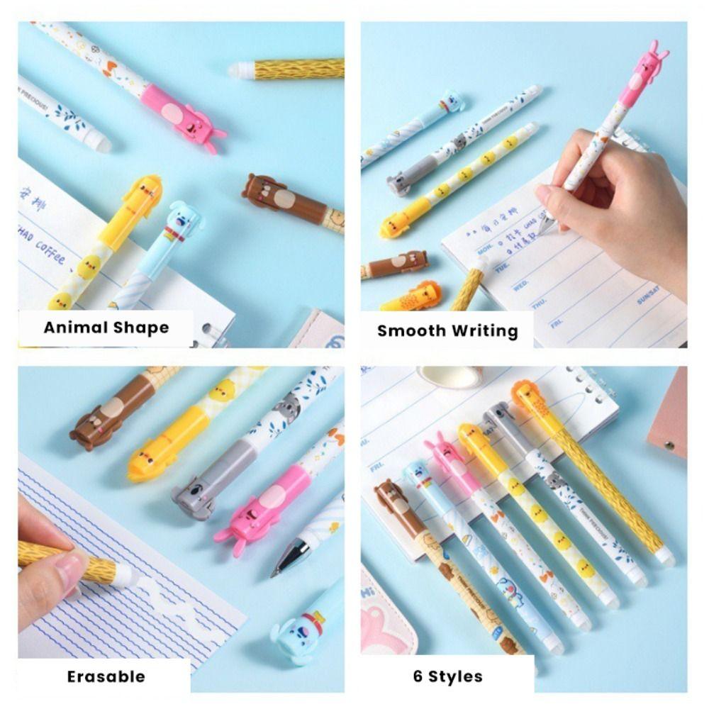 6PCS/Set Black/Blue Ink Neutral Pen Animal Shape Sign Pen High Quality Gel Pen  Gift