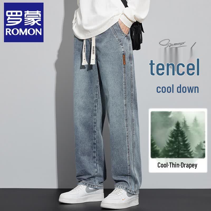 Romon Men s Lightweight Loose Straight-Leg Jeans XL