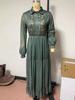 European and American Women's Clothing, Long-sleeved Printed Long Dress, Shirt Collar Dress, Long Dress.