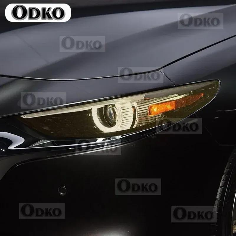 2Pcs Car Headlight Protective Film Front Light Transparent Smoked Black TPU Sticker For Mazda 3 BP    Accessories