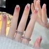 Warm Elf Blush Flash Aurora Flash Diamond Wear Nail Art Finished Product Sticker Advanced Whitening Nail Film Removable Nail Art