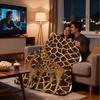 Cozy Giraffe Print Flannel Blanket, Soft Tear-Resistant Realistic Animal Design for Home Decor, Brown Beige All-Season