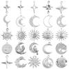 6pcs Steel Color Assorted Pendant Filligree Moon Sun Doji Charm Stainless Steel Charms For Jewelry Making Bracelets DIY Keychain